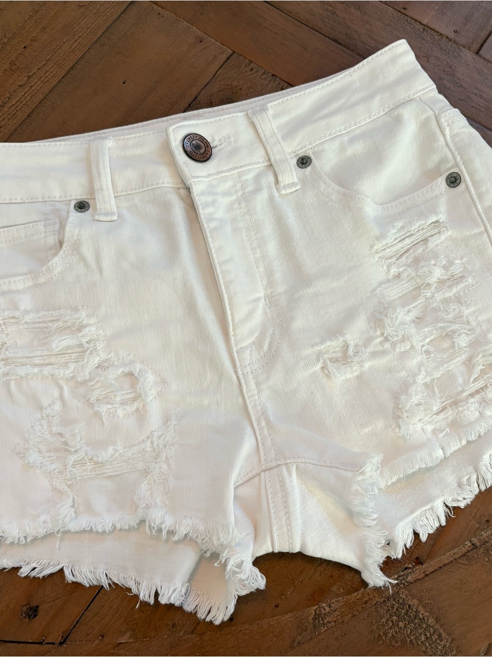 White Distressed Women's Denim Shorts